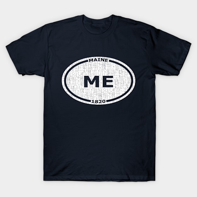 Retro Oval-style Maine 1820 T-Shirt Distressed Style T-Shirt by Webdango